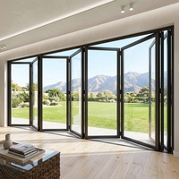 Porte accordéon de balcon en aluminium à rupture de pont thermique, double vitrage trempé, extérieure, pliable, coupe-vent, coulissante, bi-pliante