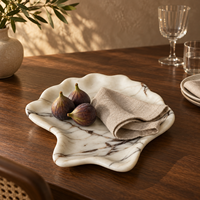 Plateau ondulé élégant en marbre blanc veiné naturel NANWEI, idéal pour bijoux, table basse et décoration intérieure