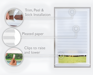 Persianas plisadas autoadhesivas RHYLINE, cortinas plegables, abrazadera de fácil fijación, instalación integrada, pantalla de papel plisada temporal - Product Image 5