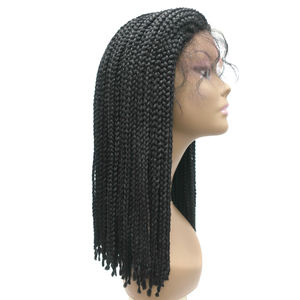 Nouveautés en gros Perruque synthétique Lace Front courte tressée style Box Braid avec dentelle marron clair sans colle - Product Image 2