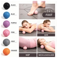 Ballon de massage à picots en PVC rigide pour Pilates et Yoga, 6 cm, faible MOQ, vente en gros mixte, pour massage des pieds et relaxation musculaire des fascias