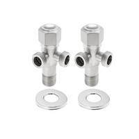 Robinet d'arrêt double angle en acier inoxydable 1/2 SS 1 entrée 2 sorties - pour machine à laver, toilettes, chauffe-eau