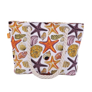 Sac fourre-tout en toile de coton réutilisable, écologique, durable, avec fermeture éclair, logo personnalisé, couleur unie, impression intégrale, monogramme, pour la plage, vente en gros - Product Image 1
