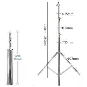 Trípode de Acero Inoxidable Db Sh 2.8M, Soporte Flexible para Iluminación Fotográfica con Bloqueo de Perilla, 3 Secciones en las Patas - Product Image 3