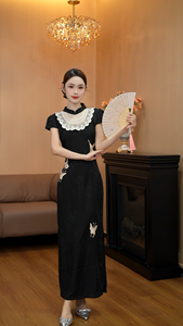 Vestido Qipao Xia Ri Li <span class=keywords><strong>Lian</strong></span> 3890, Vintage, con Mariposas, para Uso Diario - Product Image 4