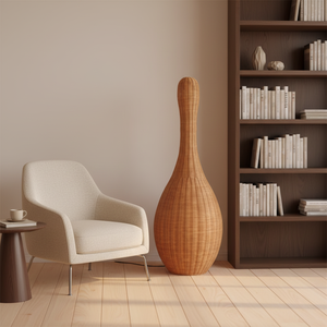 Lámpara de Pie Moderna de Estilo Coreano con Pantalla Tejida, Lámpara de Bambú para Decoración de Habitaciones de Hotel - Product Image 1