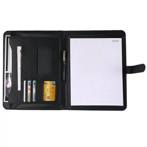 Wholesale Document Holder Zippered A4 Organizer Resume Padfolio Bag Portfolio Folder Multi-pocket A4 Leather Conference Folder