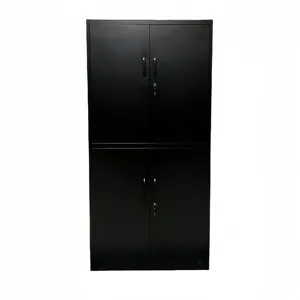 LAKSYOオフィス家具モダンな黒いオフィス収納食器棚スチールファイリングキャビネット、4つの調節可能な棚付き