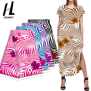 Nouveau design Ligne fleurs sur <span class=keywords><strong>fond</strong></span> de couleur unie pour robe de dame 100% polyester tissu en gros - Product Image 4