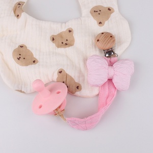 New Arrivals Bow Design Cotton Baby Pacifier <strong>Clip</strong> Infant Pacifier Chain Nipple Dummy <strong>Wooden</strong> <strong>Clip</strong> <strong>Teether</strong> Anti Drop Holder - Product Image 5
