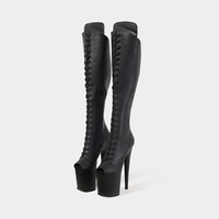 Nouvelles Chaussures de Pole Dance Imperméables à Talon Haut de 20 cm/8 pouces, Plateforme Peep Toe à Lacets pour Femmes, Collection Automne/Hiver Moderne