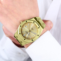 Reloj Mecánico Personalizado de Alta Calidad para Hombre, con Movimiento Automático Miyota, Fecha Automática, Cristal de Zafiro, 5 BAR, Dorado, Cuadrado