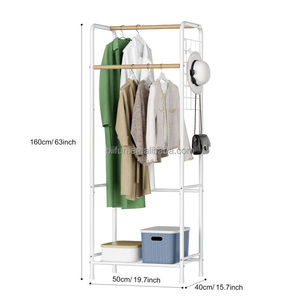 Estante organizador de ropa, colgador de doble varilla, almacenamiento de ropa portátil, estantes de abrigo resistentes, lavandería para sala de estar - Product Image 2