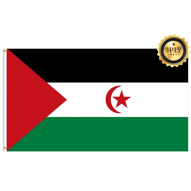 3x5Ft the Sahrawi Arab Democratic Republic Flag Banner Polyester Fabric With 3 Ply Double Sided