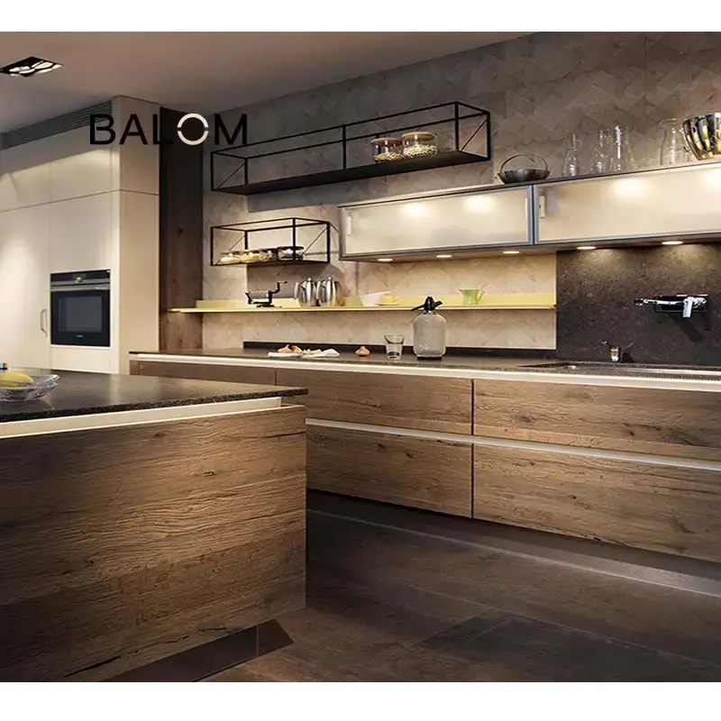 Noord-Amerikaanse Markt Hoge Glanzende Kasten Ontwerp Klaar Om Te Monteren Moderne Eenvoudige Luxe Design Keukenkast