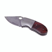 Draagbaar Damascus staal mini zakmes met houten handvat voor outdoor survival, dagelijks gebruik, ontpakken, kampeermes