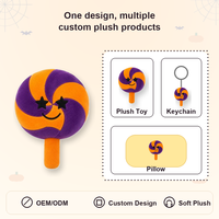 Peluche personnalisée en forme de sucette pour Halloween, jouet en peluche doux, poupée sucette, décoration de fête sur le thème des yeux d'étoile effrayants, faible MOQ, support OEM ODM