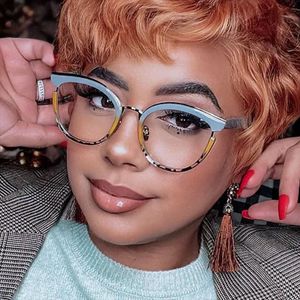 Gafas Retro con Montura TR90, Lentes Redondas Planas con Efecto Ojo de Gato, Anti Luz Azul, Diseño Geométrico, para Fotografía Urbana, Tendencia Transfronteriza - Product Image 1