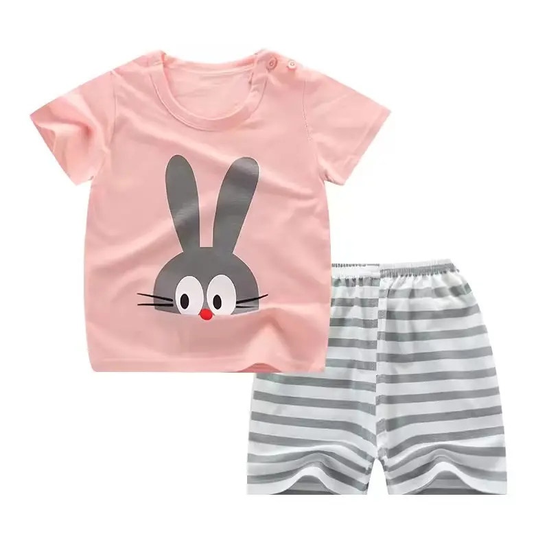 Zomer Nieuwe Kinderen Korte Mouwen Shorts Set Cartoon Patronen Kan Worden Aangepast T-Shirt Sets Voor Jongens En Meisjes