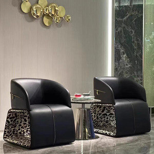 เก้าอี้โซฟาหนังเสือดาวนายเบาเก้าอี้พักผ่อนหรูหราเก้าอี้ห้องนั่งเล่นเน้นเสียงสำหรับโรงแรมวิลล่าเฟอร์นิเจอร์ในบ้าน - Product Image 1