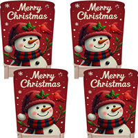 Weihnachts-Stuhlhussen-Set Esszimmer-Schutzbezüge Abnehmbar Waschbar Dehnbar Weihnachtsbaum Schneemann Hotel Party Hochzeit Feiertagsdekoration