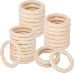 Anneaux en bois naturel non finis pour la fabrication de bijoux artisanaux, le macramé et la décoration intérieure - Product Image 6