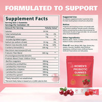 Gummies Probiotiques pour Femmes, 60 Unités, 5 Milliards de UFC, Saveur Canneberge, Forme Framboise, Végétaliennes, Sans OGM, Complément Alimentaire, Vente en Gros