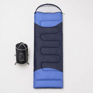 Envelope Hooded Blue <b>Sleeping</b> <b>Bag</b> Water Repellent Polyester Taffeta Outer 190T Pongee Lining Cotton Filled <b>Winter</b> Use 1.3Kg - Product Image 1