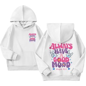 เสื้อฮู้ดน่ารักสไตล์ Preppy Kawaii สำหรับสาวๆ ลายกราฟิกสาวน้อยเวทมนตร์ พิมพ์ลายตัวอักษร ผ้าฝ้าย - Product Image 1