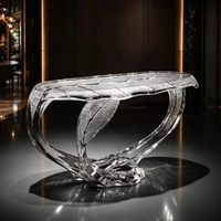 Table console en acrylique haut de gamme sur mesure, sculpture veineuse LRS CT033 pour la décoration d'hôtels, villas, halls d'entrée et salles d'exposition