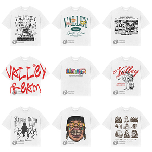 Camiseta de 300 GSM de algodón 100% de alto gramaje para hombre, estilo streetwear con pedrería, logotipo personalizado, corte oversize holgado, vintage, lisa y en blanco. - Product Image 1