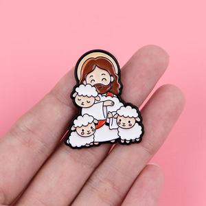 Broche de Metal de Aleación de Zinc, Diseño Kawaii de Oveja del Zodíaco, Esmaltado, con <span class=keywords><strong>Signo</strong></span> de Constelación, para Insignia, con Recubrimiento de Níquel Negro UV - Product Image 6