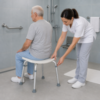 Siège de douche léger en aluminium, tabouret de bain antirouille, design ergonomique avec drainage, pour personnes âgées et handicapées, soins à domicile
