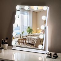 Smart for Standing Makeup Mirror Touch Switch Magnifying 12 LED Lighted Ultra-Bright Lighting Metal+Glass Construction