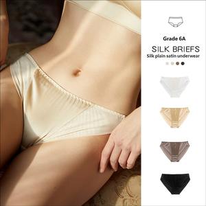 Culotte <span class=keywords><strong>tanga</strong></span> en <span class=keywords><strong>satin</strong></span> de soie Grade 6A pour femme, taille basse, respirante, unie, teinte, grande taille, sous-vêtements féminins - Product Image 2