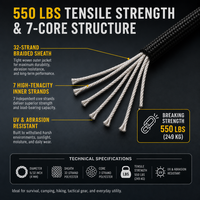 Paracord 550 Type III 4mm 10-1000ft 550 Lbs 7 brins en nylon, 300 couleurs, portable, en vrac, pour la fabrication de bracelets de survie et de cordons DIY