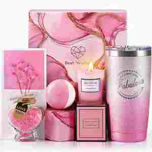 Set de Regalo de Lujo Rosa para el Cuidado Personal para Mujer, Vaso Térmico de 20oz, Vela Aromática, Bomba de Baño, Caja de Regalo Spa para el Día de San Valentín - Product Image 5