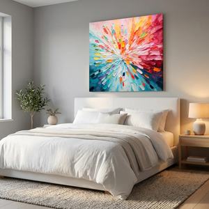 Peinture abstraite impasto colorée en gros avec texture 3D, style nature morte faite à la main, toile murale d'art - Product Image 3