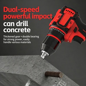 מקדחת אימפקט נטענת 21V אדומה ללא פחמים עם סוללת ליתיום, ערכה מקצועית אלחוטית למתכת/עץ/אבן - Product Image 3