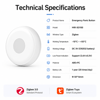 Bouton de panique d'urgence sans fil Zigbee 2,4 GHz OEM, alerte SOS, système de sécurité domestique intelligent Tuya, matériau ABS, portée de 80 m, alarme par application