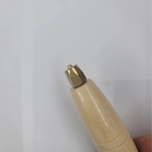 Wood Handle Brass Tip Awl For <b>Leather</b> Craft Diy Punch <b>Tool</b> With Replaceable Needle - Product Image 3