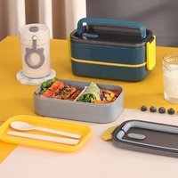Boîte à lunch Xinyuan écologique en silicone biodégradable, micro-ondable, à double niveau, 2 compartiments, empilable, pour emporter