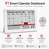 Kylendar Calendrier intelligent E-Ink 7 pouces WiFi, Météo, Nouvelles, Horloge mondiale, Étiquettes de vacances multilingues, Faible consommation, Résolution 800x480 permanente