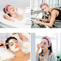 FF5552 Kits de bandeaux et bracelets de poignet pour femme, à nœud torsadé, pour soins de la peau, maquillage et lavage du visage, avec éponge moelleuse pour spa