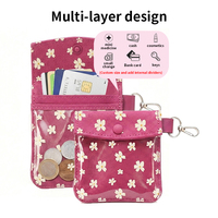 Pochette en toile personnalisée Lady Factory avec bouton-pression, fenêtre transparente, blocage RFID, mini porte-cartes de crédit, porte-clés