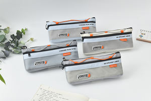 كيس قلم شبكي رمادي خفيف يسمح بالتهوية ، حامل قرطاسية لإغلاق الرباط قابل للتعديل لأقلام الكتابة - Product Image 5