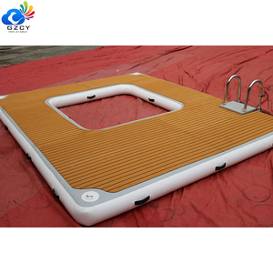 Piattaforma Galleggiante Gonfiabile in <span class=keywords><strong>Legno</strong></span> per Esterni, Isola Galleggiante per Yacht, Certificata CE, Piattaforma Galleggiante per Moto d'Acqua con Scaletta - Product Image 1
