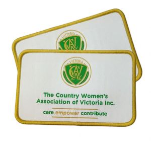 Factory Custom Embroidery Patch Computer Woven Eco-Friendly Beads Embroidered <b>Badge</b> for T-Shirts Hoodies Hats Round Square - Product Image 3