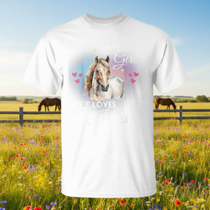 Camiseta Just A Girl That Loves Horses, color blanco, unisex, talla para adultos - Product Image 3