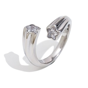 Stainless Steel Open <b>Adjustable</b> <b>Ring</b> Star Heart Twist Design Waterproof Hypoallergenic Trendy Finger <b>Ring</b> For Women Daily Wear - Product Image 1